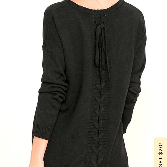 Lulus Cozy Time lace-up sweater - Picture 1 of 9